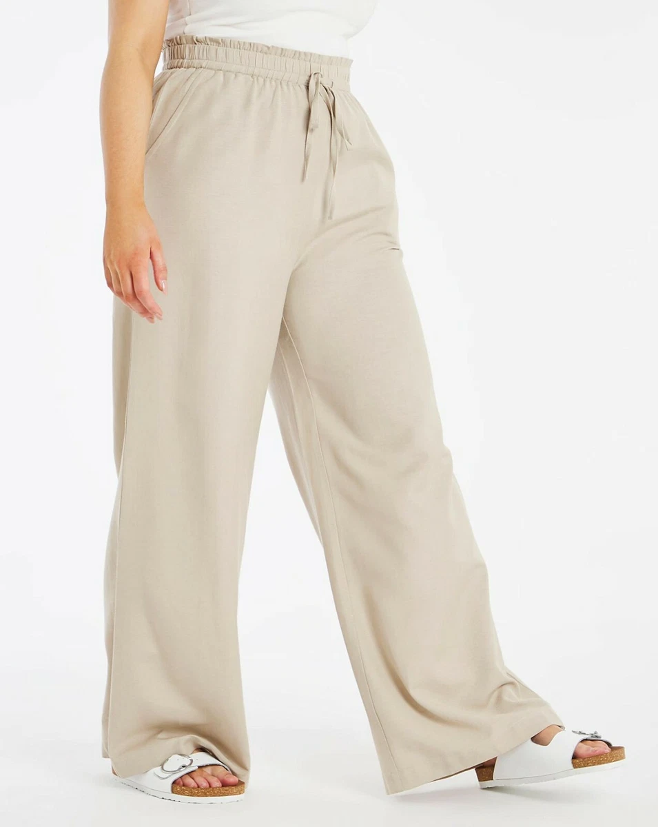 Women's Light Beige Linen Trousers, Comfy Ladies Linen Pants With