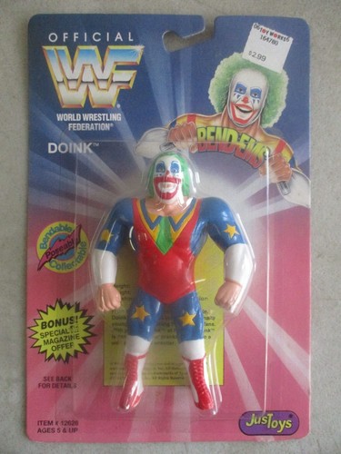 SEALED MOC 1994 WWF BEND-EMS DOINK JUST TOYS FIGUR...