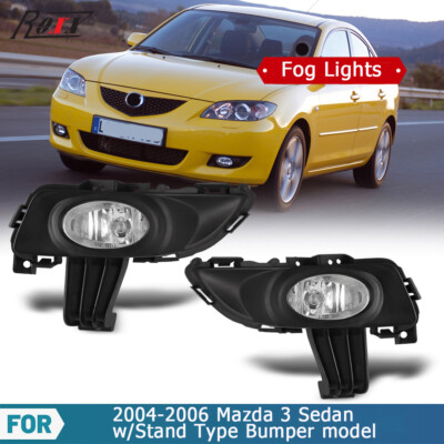 Pair Fog Lights For 2004 2005 2006 Mazda 3 Sedan Driving Bumper Lamps w/Wiring