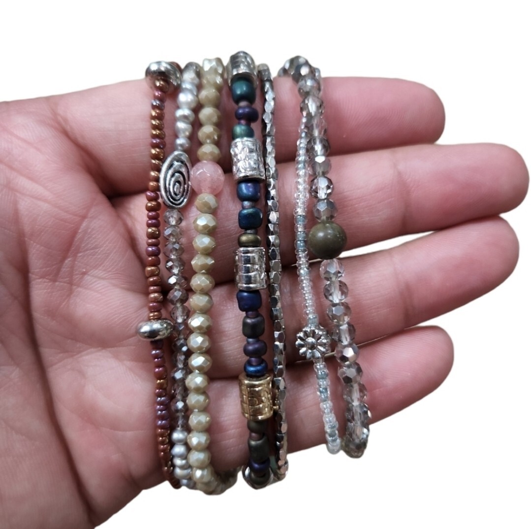 Multicolored Beaded Tan Macrame Adjustable Bracel… - image 1