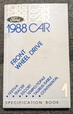 1988 FORD  CAR FRONT WHEEL DRIVE  SPECIFICATION BOOK