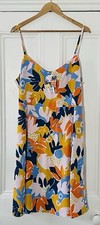 Cassie Byrnes X Uniqlo Women’s Orange Floral Sleeveless Cami Slip Dress XL UK 16