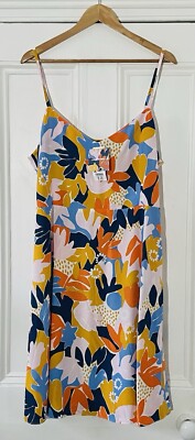 Cassie Byrnes X Uniqlo Women’s Orange Floral Sleeveless Cami Slip Dress XL  UK 16 UK