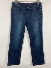 Arizona Jean Co Girls 8.5 Plus Straight Leg Denim Blue Sequin Stretch 8.5P New