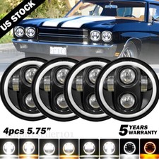 4pcs 5 34 5.75 Projector Round Led Headlights Sealed Beam Halo Ring Lamp Bulbs