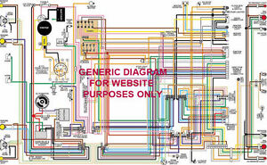 1964 64 Chevy Biscayne Impala Full Color Laminated Wiring Diagram 11 X 17 Ebay