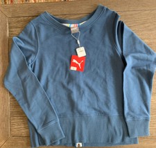 NWT Womens Puma Crew Neck Sweatshirt Small S Dark Denim MSRP 72 595849