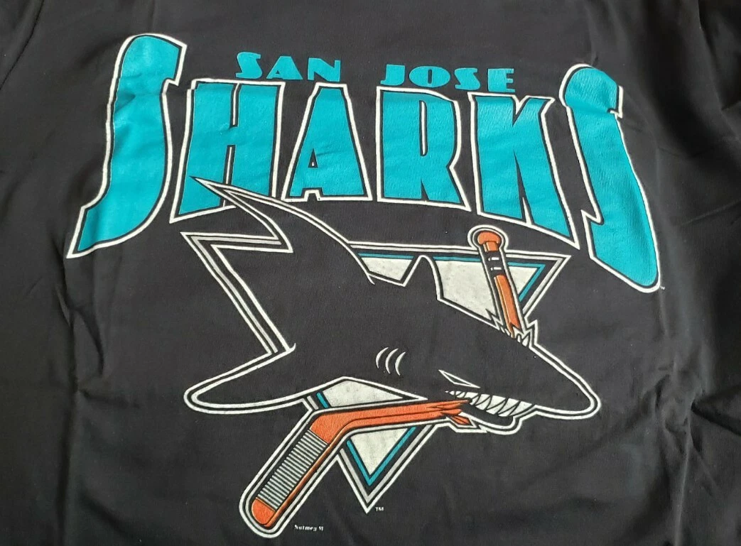 Vintage NHL (Logo 7) - Grey San Jose Sharks Single Stitch T-Shirt 1991  X-Large – Vintage Club Clothing