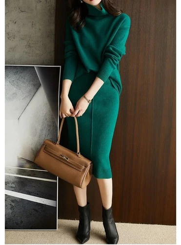 Autumn suit skirt 2 piece skirt set women winter sweater 2 piece outfit Sweater - Picture 13 of 28