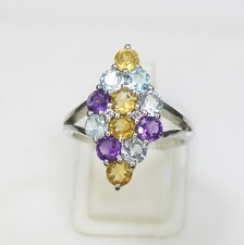 Natural Multi Stone Solitaire Ring With 925 Sterling Silver In All Sizes