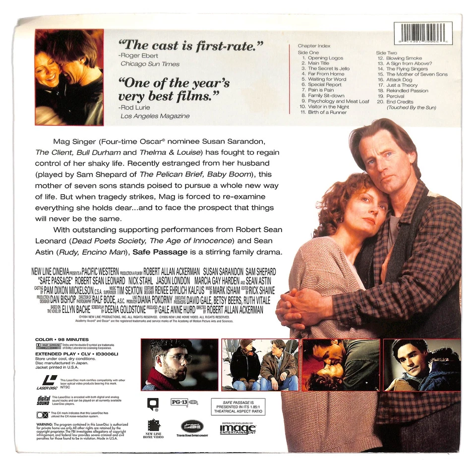 SAFE PASSAGE Widescreen Edition Laserdisc SUSAN SARANDON Foto 2 de 3