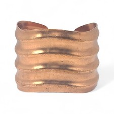 Copper Wide Cuff Bracelet Signed John S Brana Wave Chunky Solid Copper