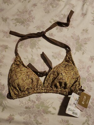 Woman's Luli Fama Miami Secrets In The Sand Triangle Halter Bikini Top NWT Size