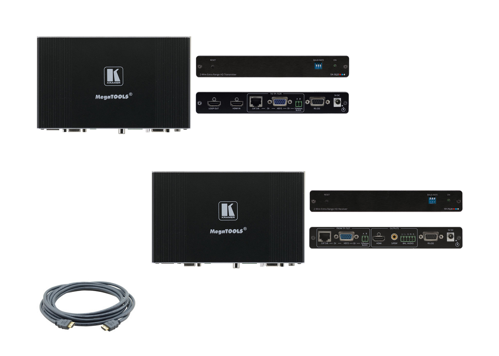 4K UHD HDBaseT Extender Set by Kramer TP-580XR-K for Long-Range Signals