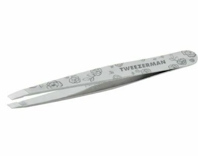 TWEEZERMAN FULL SIZE SLANT TIP TWEEZER - FULL SIZE - STAINLESS STEEL ROSE ETCHED