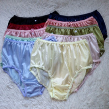 12 Nylon Panties Underwear Unisex Silky Soft Smooth Briefs High Waist 30"-36" L