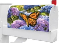 Hydrangeas Monarch Butterfly Magnetic Mailbox Cover Only
