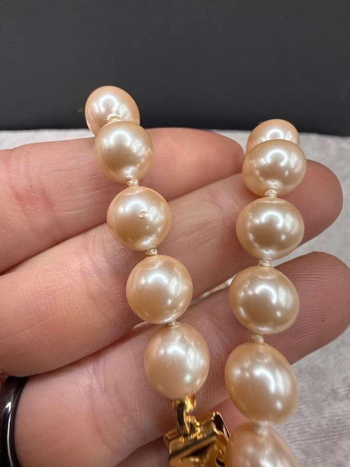 Vintage Monet Necklace Glass Beaded Faux Pearl 28” - Image 2 of 4