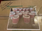 22 red striped mugs & tumblers Hazel Atlas never been used milk glass vintage