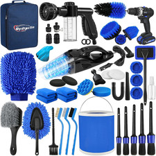 Car Detailing Brush Set with Foam Gun and Vacuum, Professional Car Care Kit for