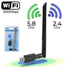 Dual Band /5Ghz 1200Mbps Wireless WiFi Network USB Adapter w/Antenna