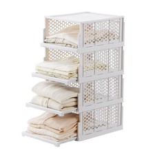 Pull-out Plastic Storage Basket with a Lid,Stackable Closet Organizers Drawer...