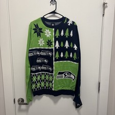 NWT NFL Seattle Seahawks KLEW Ugly Christmas Sweater Unisex Size L -Team Apparel