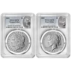 2025 $1 Morgan and Peace Silver Dollar 2pc Set PCGS MS70 Morgan and Peace Label