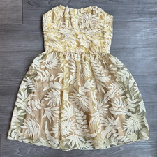 Y2K Anna Sui Yellow Botanical Print Sleeveless Mini Dress Size 6