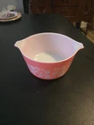 Vintage Pyrex Pink/white Gooseberry Casserole Dish #473-1 Quart w/lid cover
