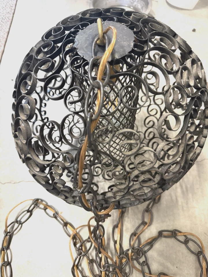 BIG 12" Renacimiento Español Hierro Forjado Rollo Orbe Swag Luz Enchufe Cable 11 ft Foto 3 de 4