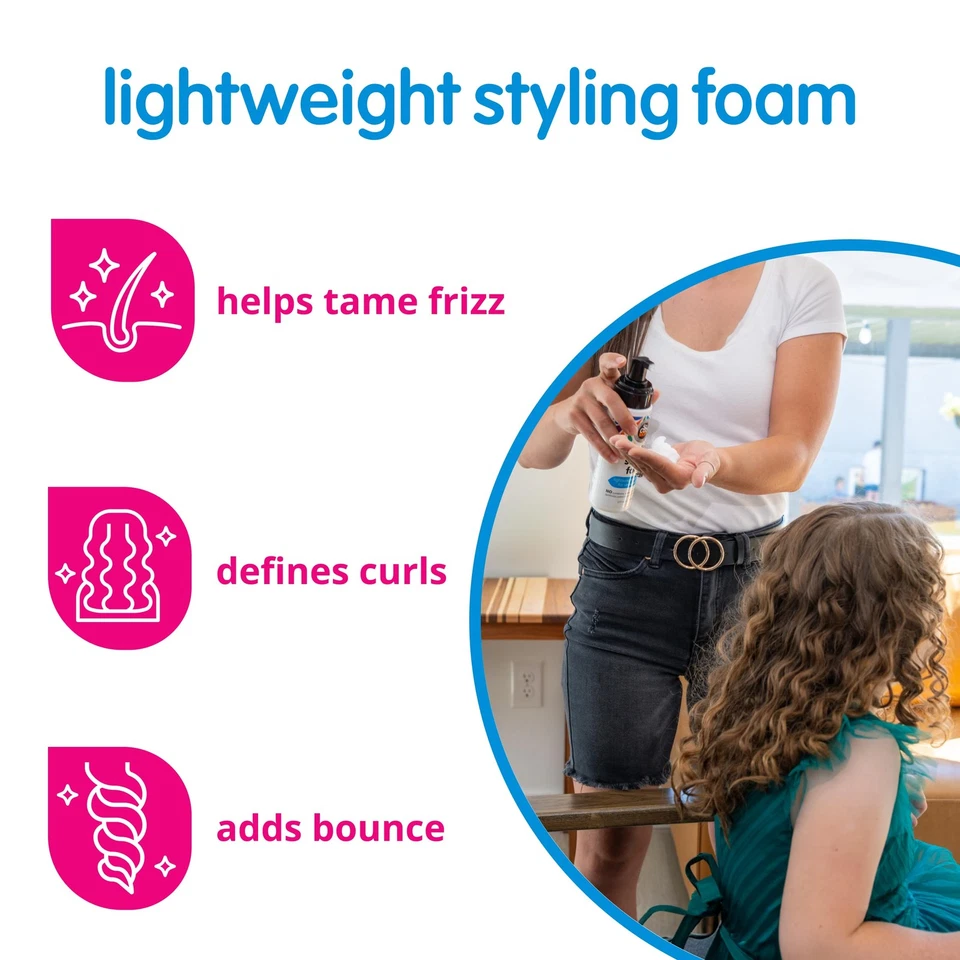 Espuma de peinado sensible para niños para cabello liso o rizado sujeción natural 6 oz Foto 2 de 4