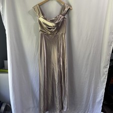 Birdy Grey Mia Shiny Satin Convertible Dress Champagne Sz Small Bridesmaid Prom