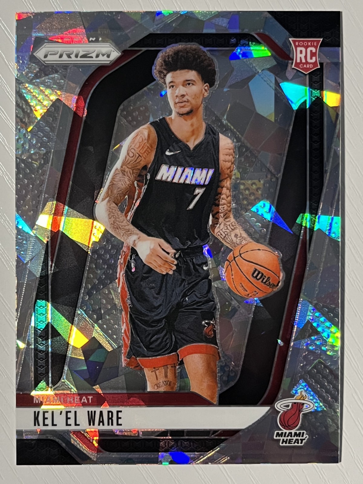 Kel'el Ware 2024-25 Panini Prizm Cracked Ice Prizm RC #248 Miami Heat