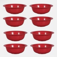 8-X PACK Sturdy Red Plastic Cereal Bowls 6.5" Wide BPA FREE Movie Night Soup