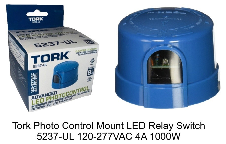 Tork Photo Control Mount LED Relay Switch 5237-UL 120-277VAC 4A 1000W NEW