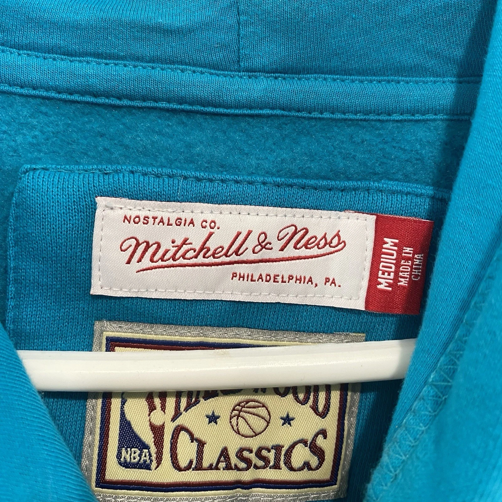 Mitchell & Ness Teal Black Charlotte Hornets Head Coach Pullover Felpa con Cappuccio Uomo M