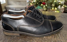 Johnston & Murphy Mens Sz 9 D Optima Cap Toe Leather Oxfords Black Dress Leather