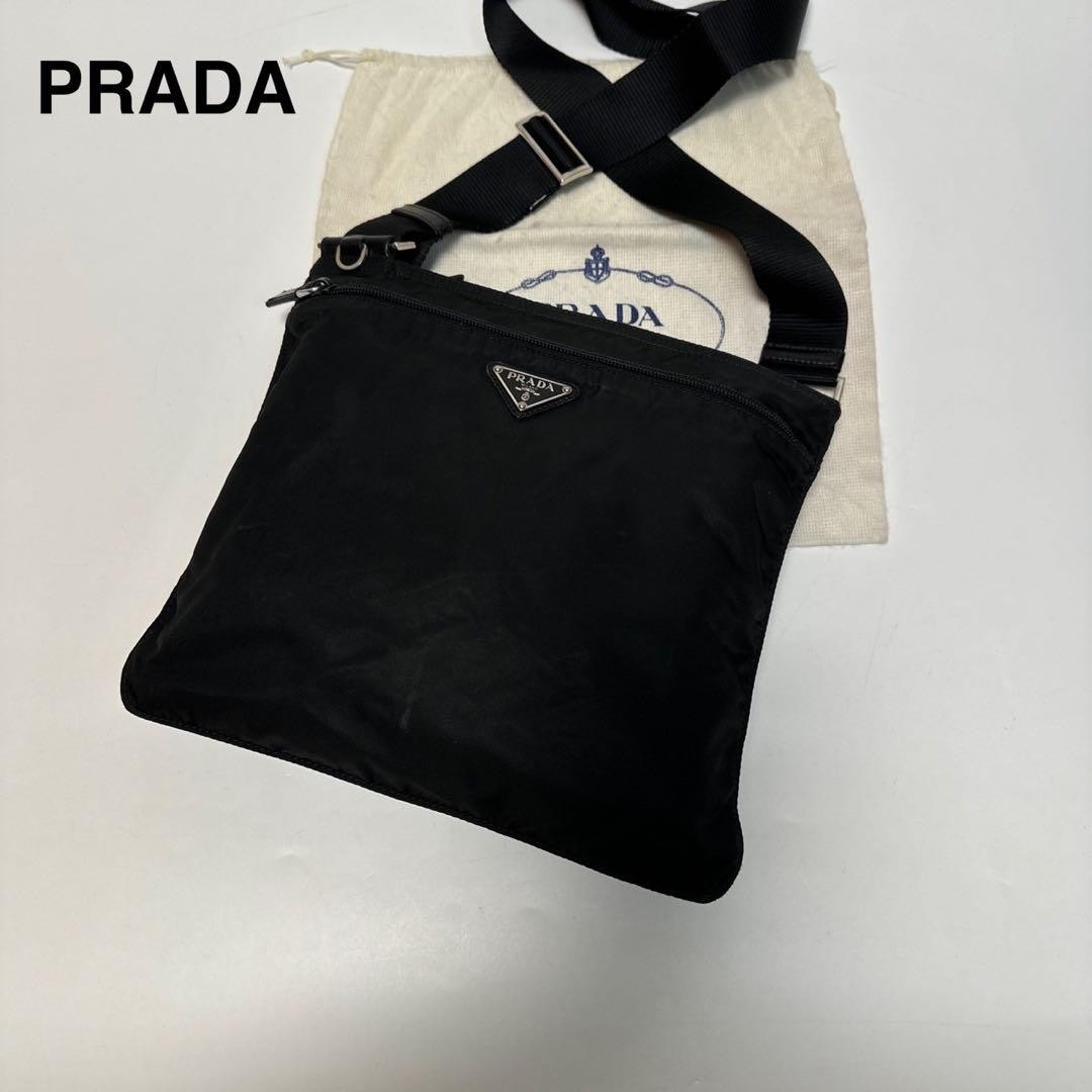 Prada Black Nylon Sacoche Crossbody Bag with Iconic Triangle Logo
