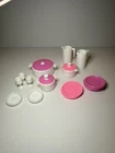 Vintage Barbie Doll Lot of Accessories -Pink Cookware Pots Pans Plate Purple