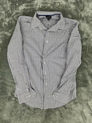 Apt. 9 Purple/White Check Dress Shirt S 32/33 Slim Fit Point Collar Men's