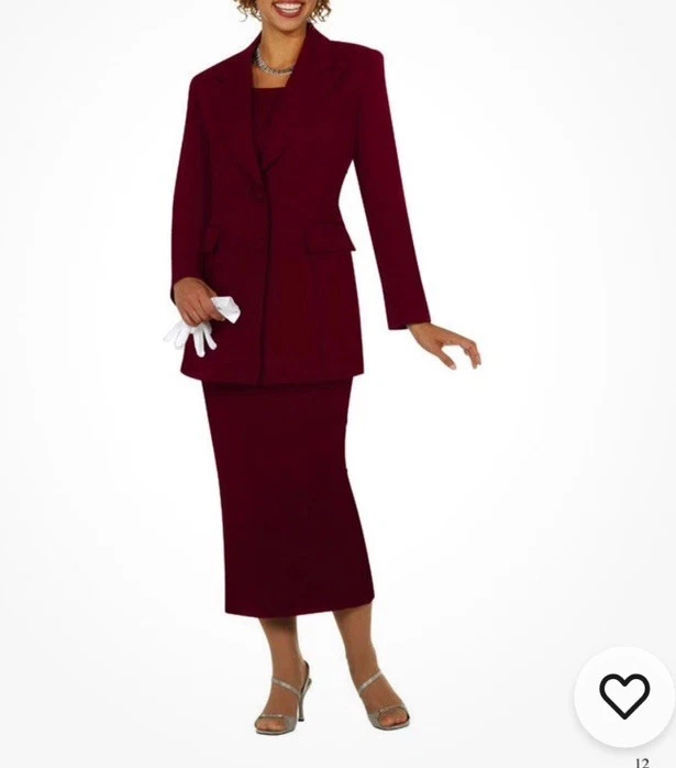 Traje Ben Marc 2299 de un solo pecho para mujer 2 piezas talla 8 borgoña  Foto 3 de 4