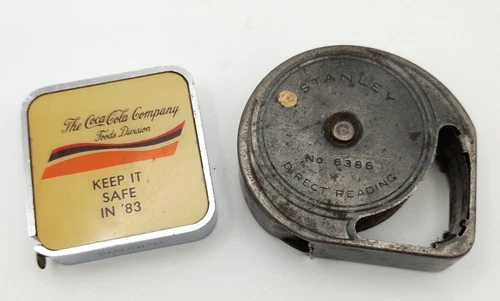Coca Cola Barlow Employee & Stanley No. 6386 Metal Tape Measures Vintage As-Is