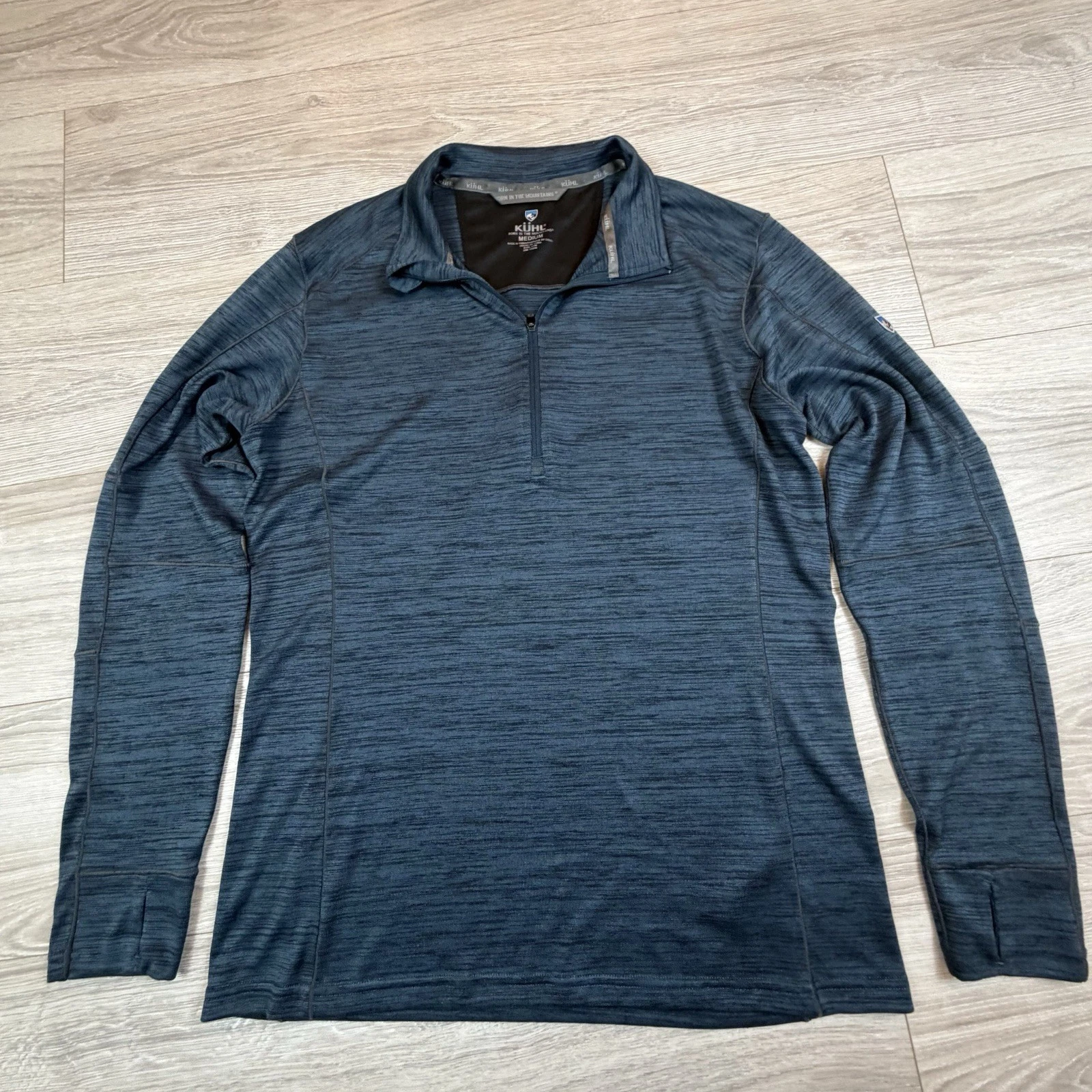 Kuhl Revel 1/4 Zip Pullover Mens Medium Blue Heather Performance Shirt 3118