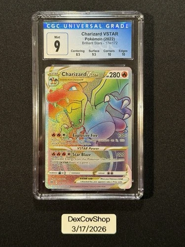 Pokemon Charizard V Star Rainbow Secret Rare 174/172 CGC 9 Mint Brilliant Stars