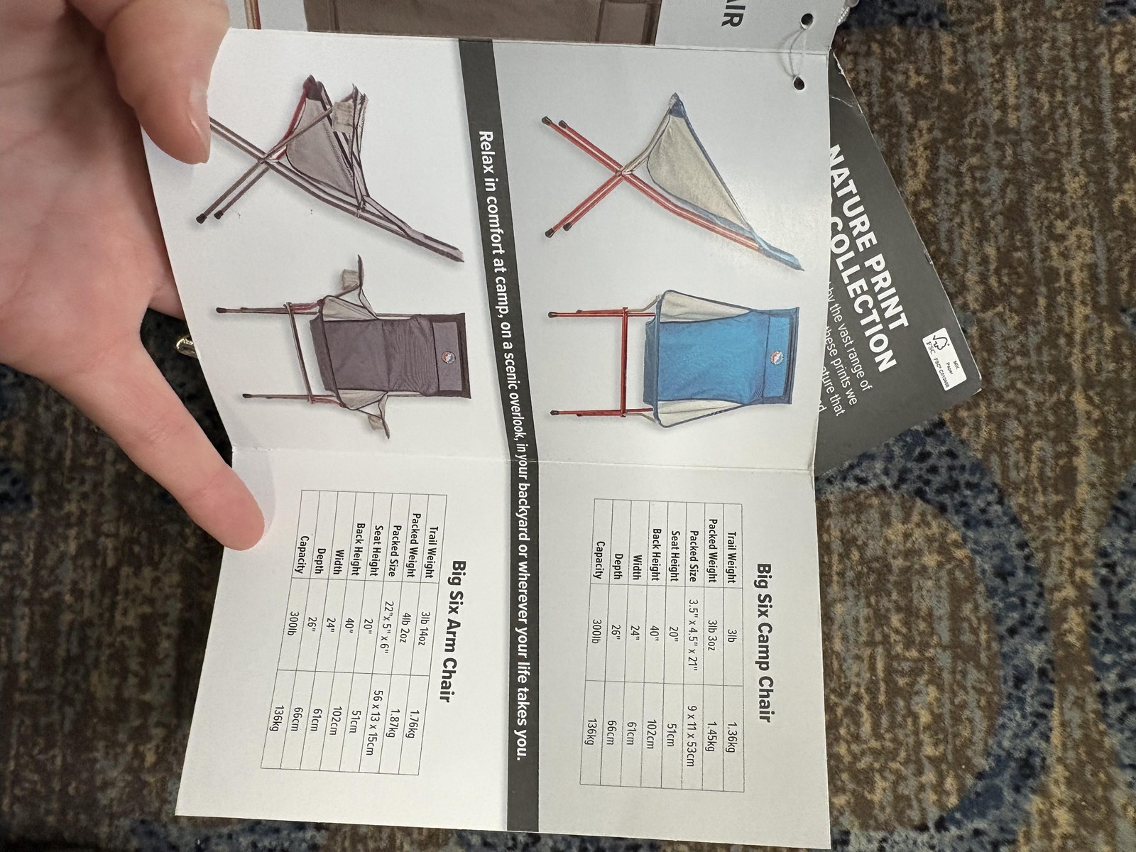 Big Agnes Big Six Armchair Nature Print Trout Camping Chair Packable Lightweight