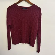 Ralph Lauren Polo Cable Knit  Women’s Sweater  Sz Large Preppy Classic