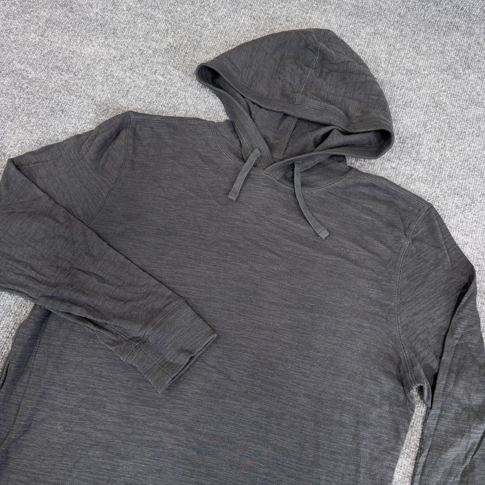 Faherty Hoodie Men Large Charcoal Pullover Sunwashed Slub Organic Cotton NEW