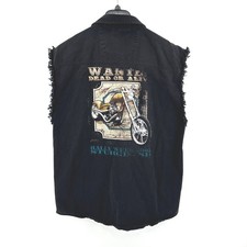 Cotton Heritage Sturgis Denim Vest Mens M Black Biker Motorcyce Vintage