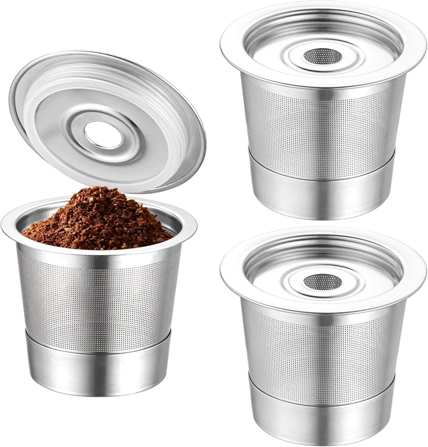 3 Pack Hollow Out 304 Stainless Steel Reusable K Cups Coffee Filter Pods